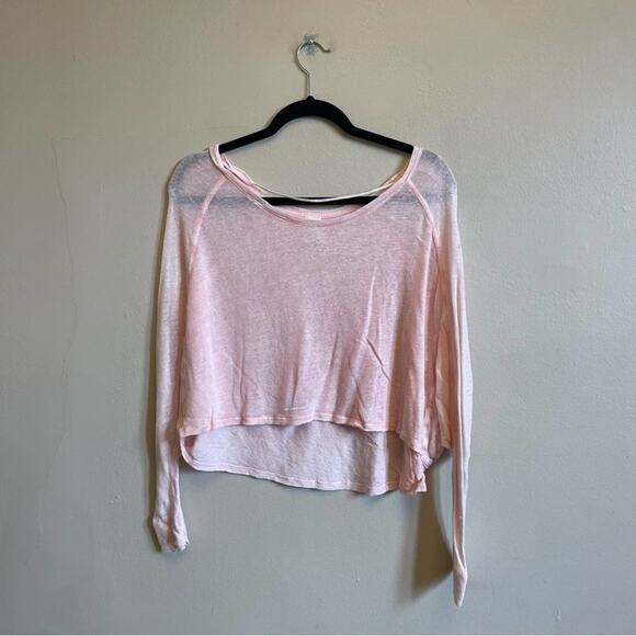 We the Free XS sheer long sleeve crop top grunge mid rif pink - Picture 1 of 7